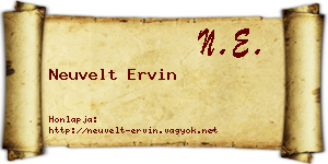 Neuvelt Ervin névjegykártya